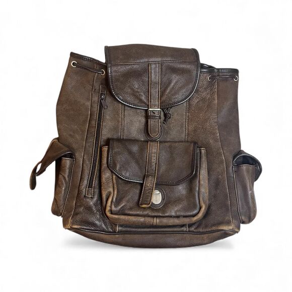 Vintage Cowhide Rucksack Brown Bag - Picture 3 of 8